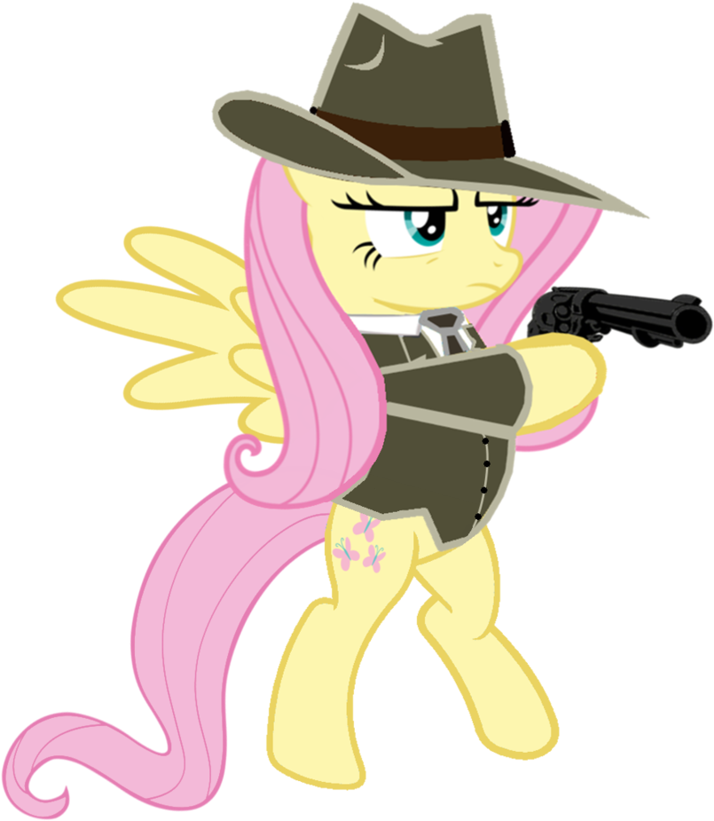 Kuren247, Clothes, Fedora, Fluttershy, Gangster, Gun, - My Little Pony Gangster (880x1024), Png Download