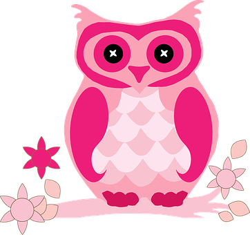 Bird Floral Flowers Flying Owl Pink Floral - Pink Owl (362x340), Png Download
