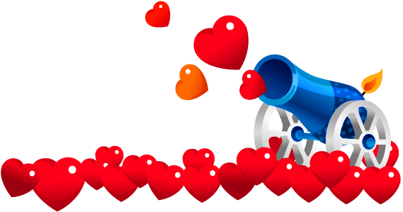 Valentines Heart Cannon Png Clipart Picture (589x319), Png Download