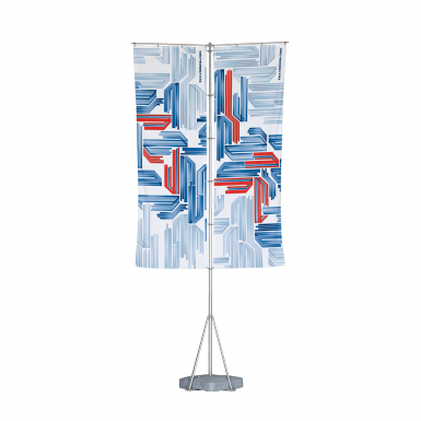 T-pole Basic Double Arm Flag Pole - Arm (385x385), Png Download
