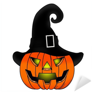 Halloween Pumpkin Comic With Witch Hat Sticker • Pixers® - Halloween (400x400), Png Download