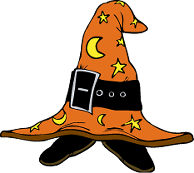 Witch Hat Witch Feet Clipart Kid - Orange Witch Hat Clipart (640x572), Png Download