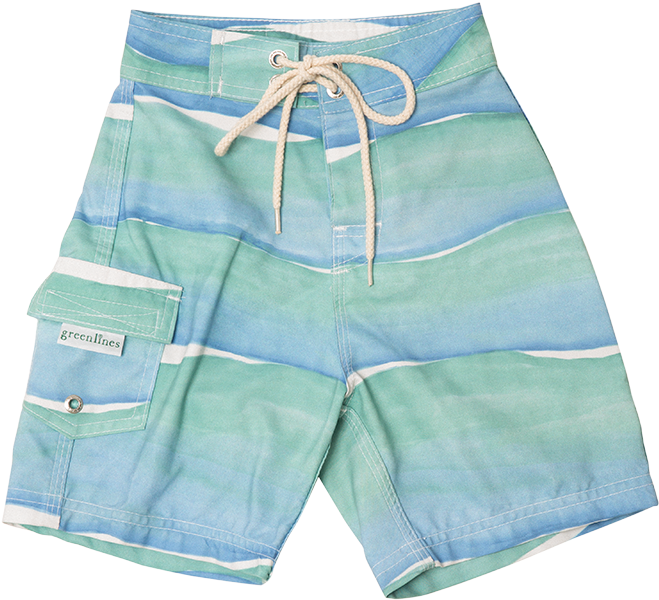Greenlines Kids Swim Trunks - Board Short (730x657), Png Download