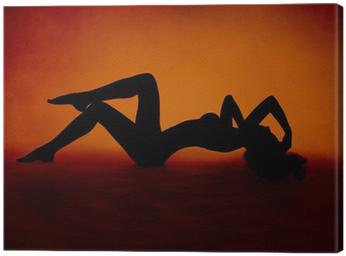 Woman Sexy Silhouette Lying At Red Orange Background - Sex, Drugs, And A Beautiful Woman By B. L. Roberts (400x400), Png Download