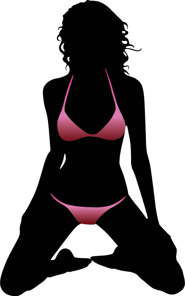 Sexy Lingerie Erotic Sticker - Female Silhouette In Bikini (374x597), Png Download