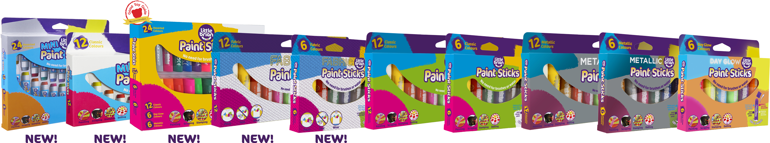 Lb New Products - Little Brian 6 Metallic Paint Sticks (2716x558), Png Download