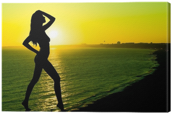 Sunset, Sexy Nude Woman Silhouette Canvas Print • Pixers® - Silhouette (400x400), Png Download