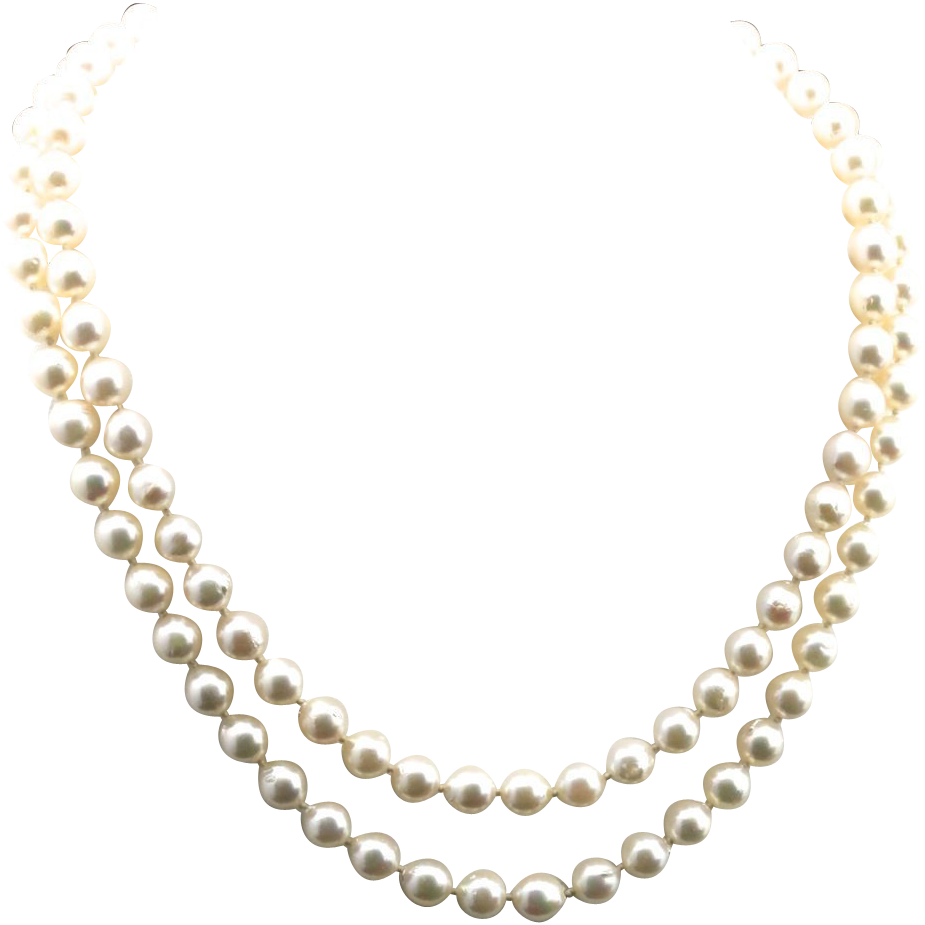 Banner Double Strand Semi Baroque Aa Grade Necklace - Jackie Kennedy Pearl Necklace (925x925), Png Download