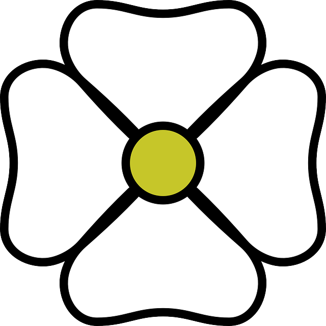 Black, Green, Flower, White, Flowers, Cartoon, Plant - Black And White Flower Clipart (640x640), Png Download