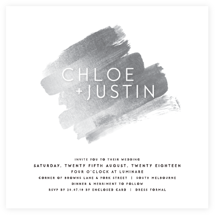 Brushstroke Invitation Digital Silver - Silver Brush Stroke Png (432x432), Png Download