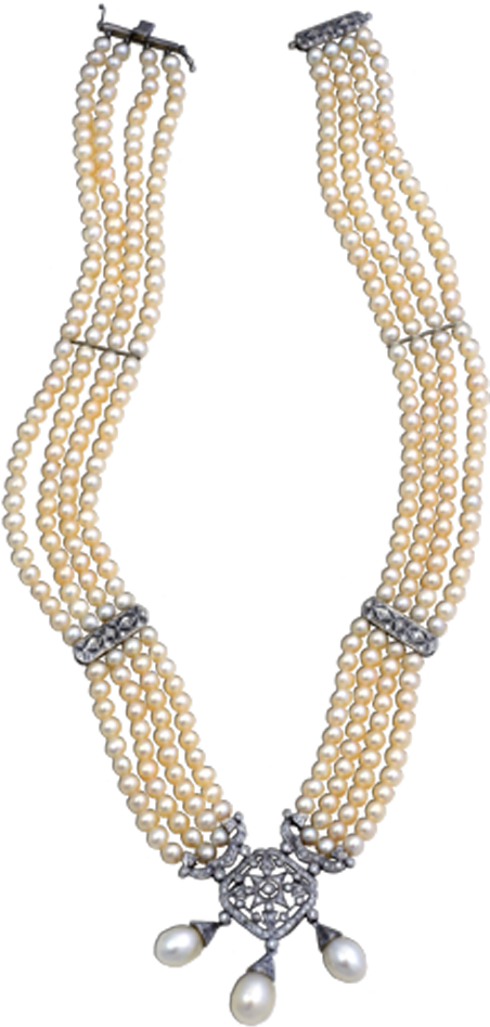 Pearl And Diamond Necklace - Necklace (624x1003), Png Download