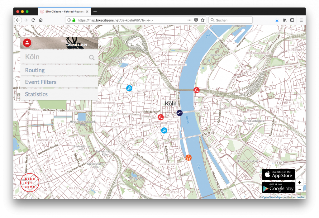 Route Planner Bike Citizens Cologne Embers - Atlas (1024x700), Png Download