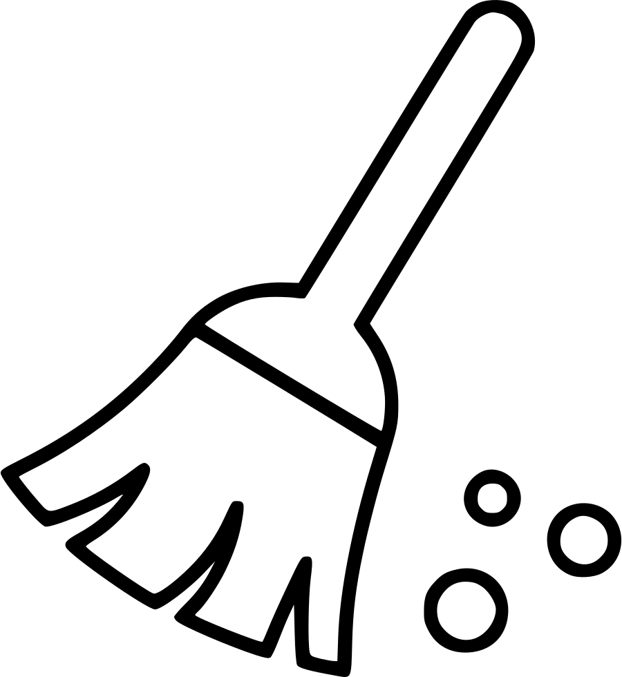 Broom Cleaning Sweep Cleaning Office Comments - Broom Black And White Png (900x980), Png Download