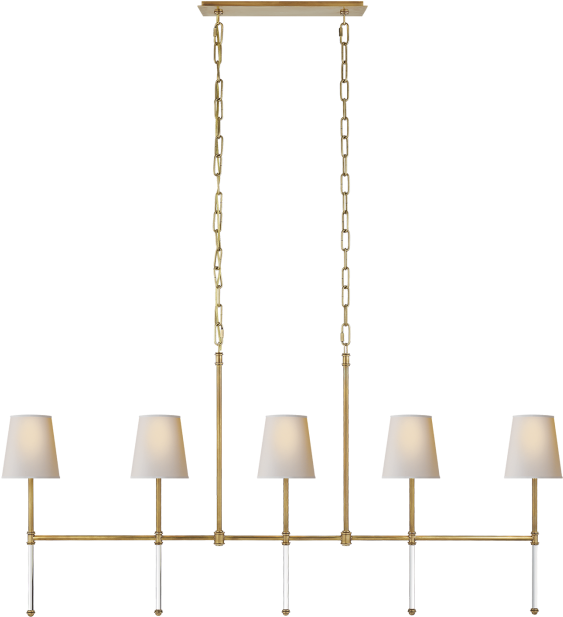 Camille Medium Linear Chandelier - Visual Comfort Lighting Suzanne Kasler Camille Chandelier (628x628), Png Download