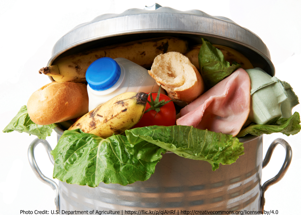 Trash Can Filled With Food - Wasted Food (1035x738), Png Download