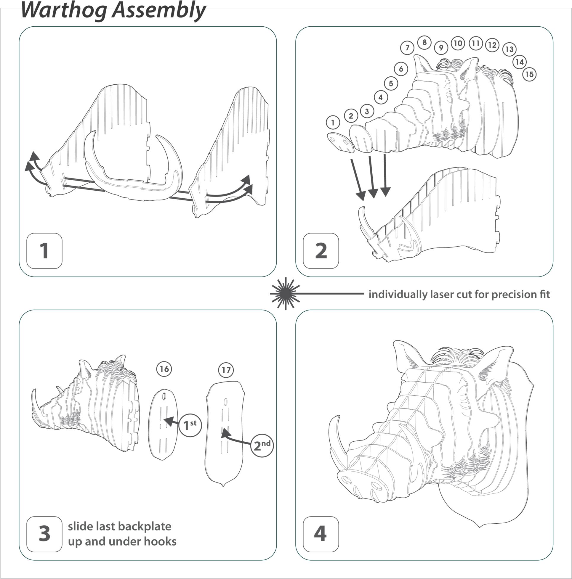 Winston The Bamboo Warthog Head - Diagram (2048x2048), Png Download