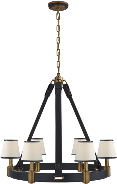Riley Medium Ring Chandelier Brass/navy Leather - Riley Chandelier (600x600), Png Download