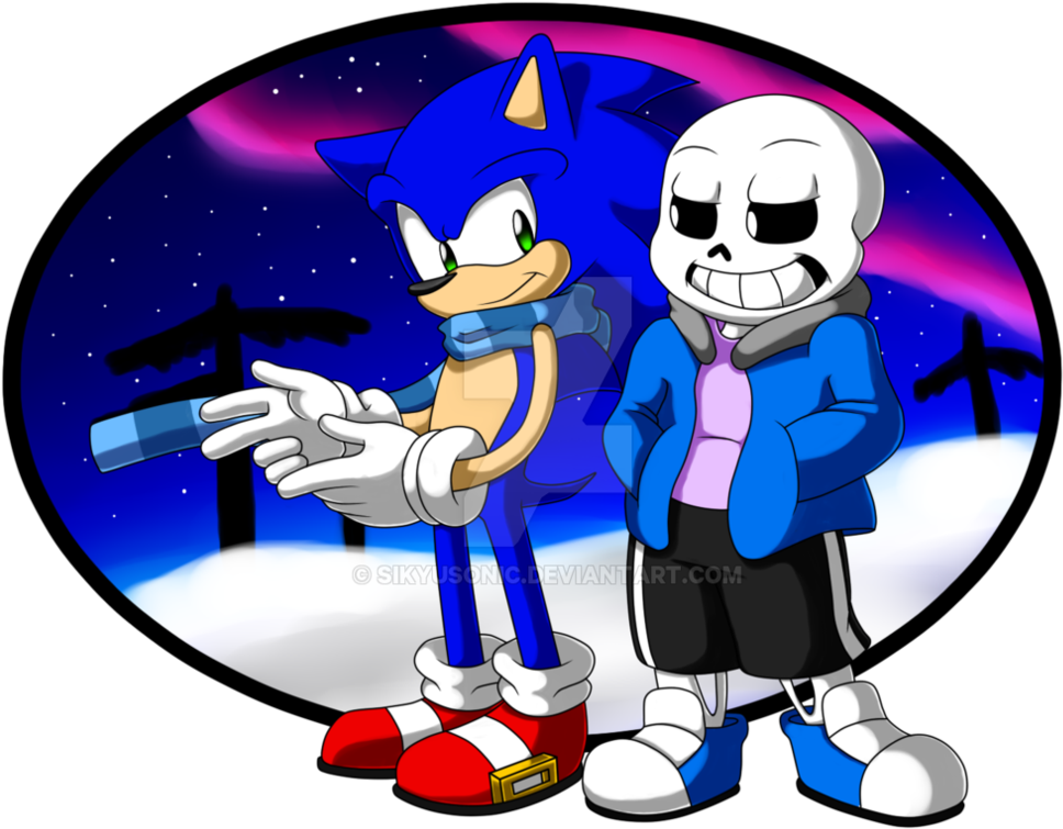 Clip Royalty Free Stock Cool Blue By Sikyusonic On - Sonic And Sans Undertale (1014x788), Png Download