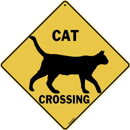 Cat Silhouette Crossing Sign - Dinosaur Crossing Sign Printable (480x480), Png Download