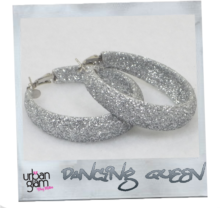 Silver Glitter Hoop Earrings - Earring Hoops With Glitter (700x700), Png Download