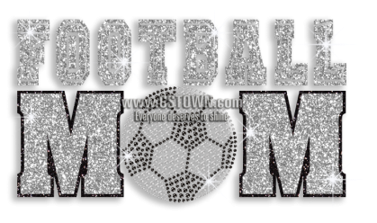 Silver & Black Football Mom Soccer Iron On Glitter - Illustration (450x450), Png Download