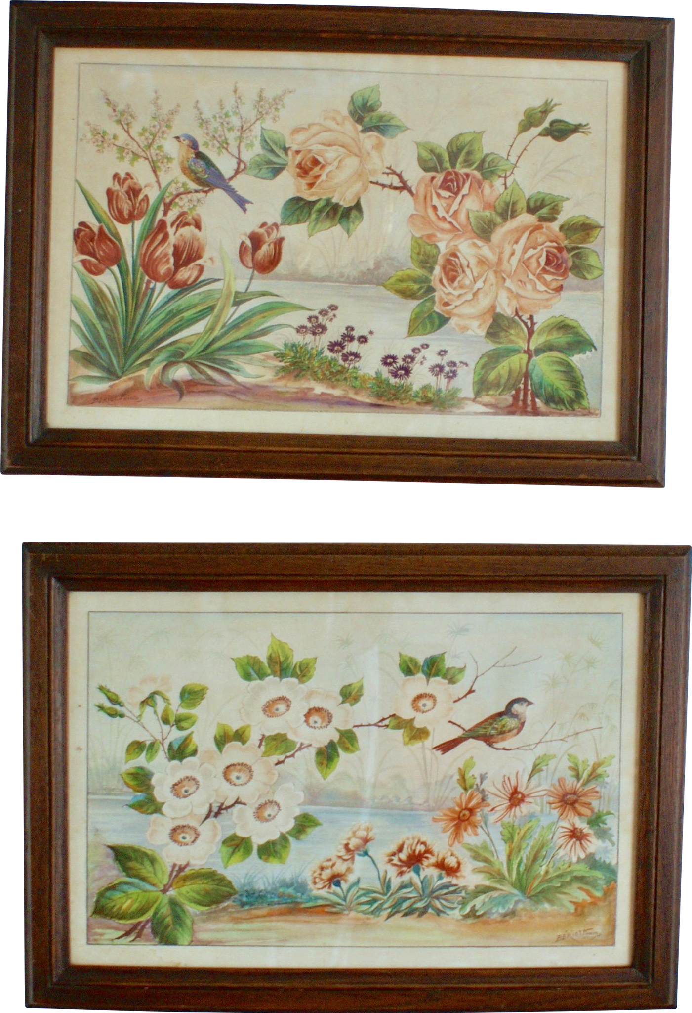 A Beautiful Pair Of Watercolor Paintings Featuring - Watercolor Painting (2048x2048), Png Download