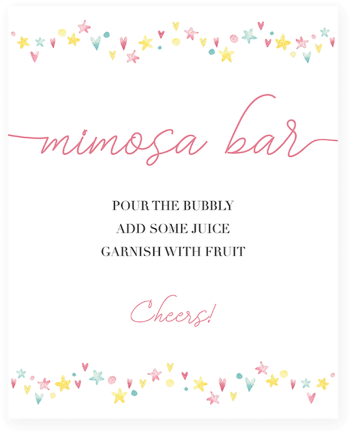 Pink And Yellow Sign For Mimosa Bar Download By Littlesizzle - Free Printable Diaper Raffle Sign (819x1024), Png Download
