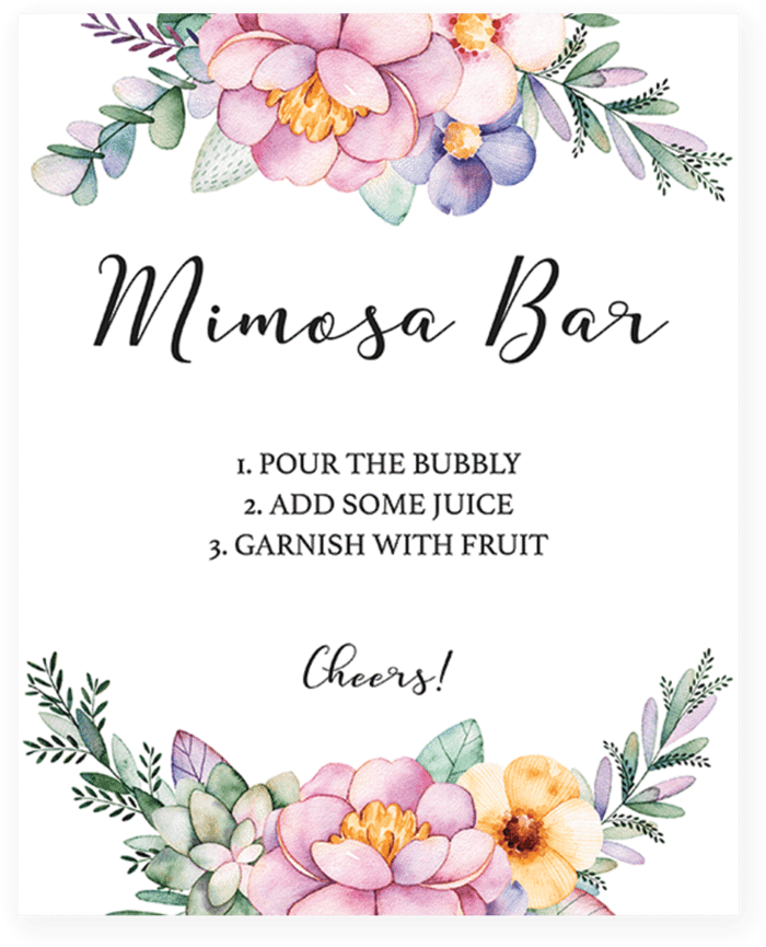 Pink Purple Flower Mimosa Bar Printable By Littlesizzle - Fairytale Unicorn - Retractable Badge Reel With Swivel (819x1024), Png Download