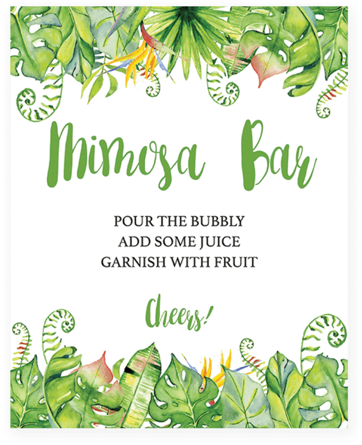 Hawaiian Shower Mimosa Bar Sign Printable By Littlesizzle - Baby Shower (819x1024), Png Download