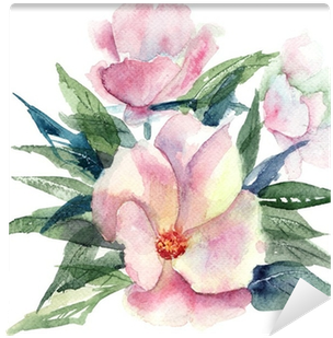 Stylized Pink Flower, Watercolor Illustration Wall - Watercolor Painting (400x400), Png Download