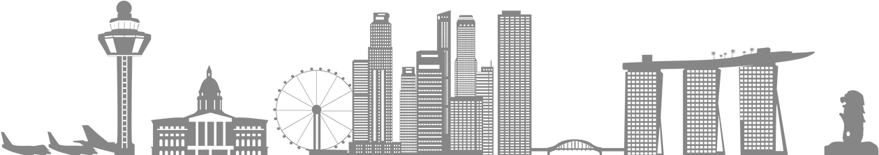 Transparent Png Skyscraper Silhouette - Singapore Skyline Vector Png (1300x269), Png Download