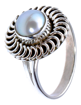 Silver Rings Pearl Arches Wide Margin Of 925 Sterling - Silberringe Perle Rund Bögen Rand Breit 925er Sterling (269x350), Png Download