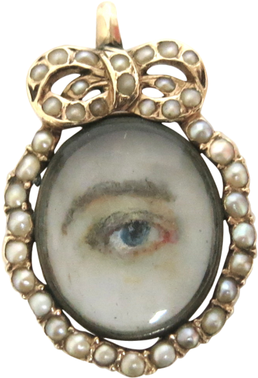 Georgian 18k Gold Lover's Eye Miniature With Pearl - Necklace (540x540), Png Download