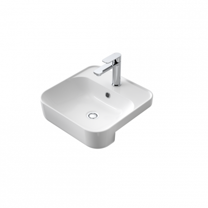 877715w Coolibah Sculptural Square 420 Srb 1th Of - Caroma Luna Semi Recessed Basin 1 Tap Hole (420x420), Png Download