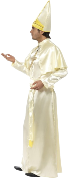 Pope Hat Png Download - Pope Costume Cream Robe Sash Hat Necklace (366x580), Png Download