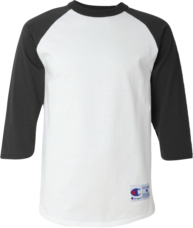 Template Champion T137 3/4 Sleeve Baseball Shirt - Champion Baseball Tee (800x801), Png Download