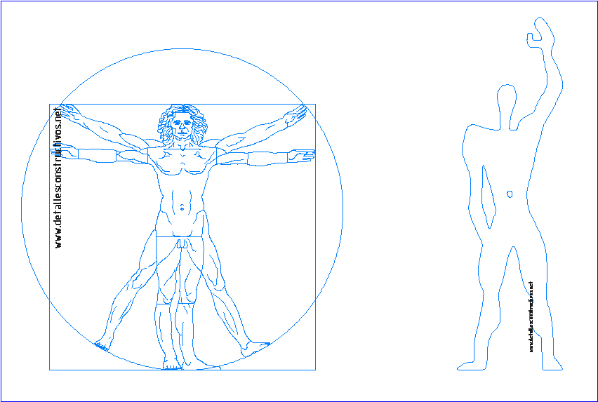 Hombre De Vitruvio Vitruviano Leonardo Da Vinci Modulor - Drawing (872x594), Png Download