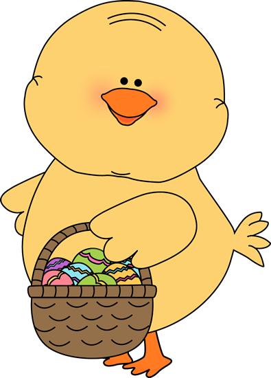 Chick Carrying Easter Basket - Cute Easter Clip Art (395x550), Png Download