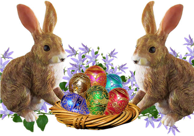 Easter Basket Bunny Png Transparent Images - Easter (640x480), Png Download