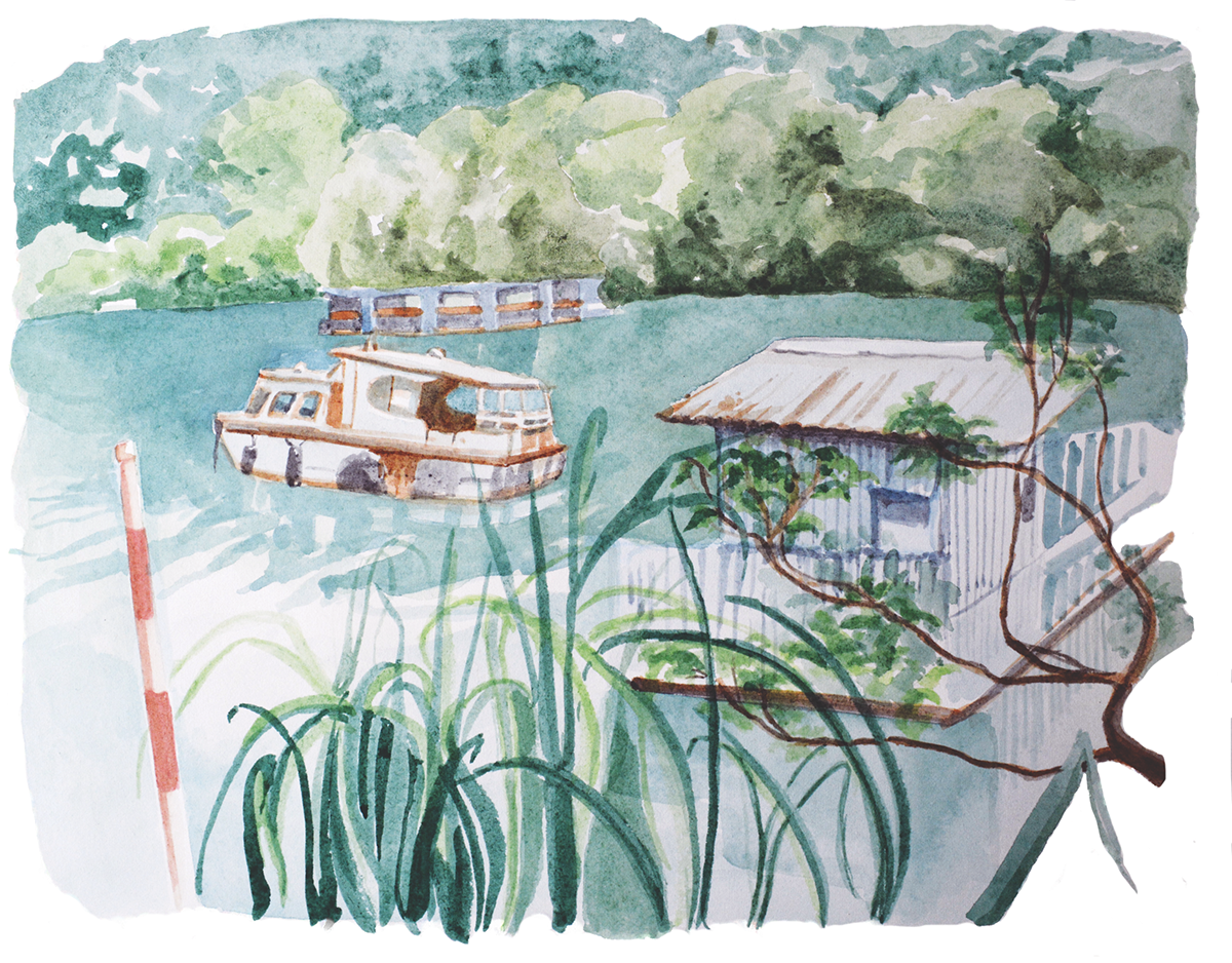 A Series Of Watercolors That Illustrate The Quiet Spaces - Painting (1200x938), Png Download