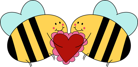 Bees Clipart Computer - Valentines Day Clip Art Bee (550x266), Png Download