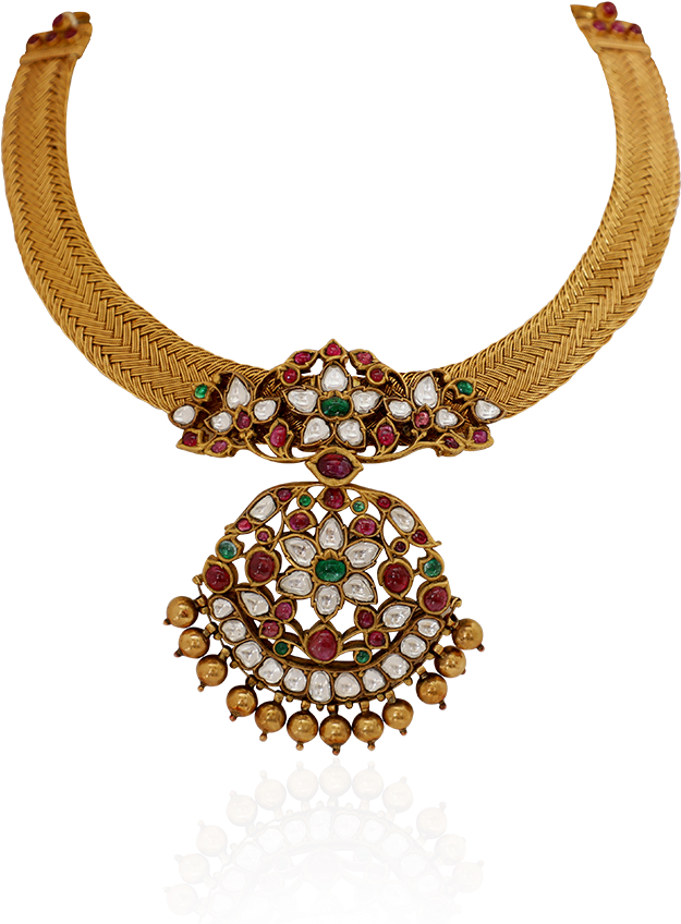 Ethnic Golden Weave Necklace - Necklace (1000x1000), Png Download