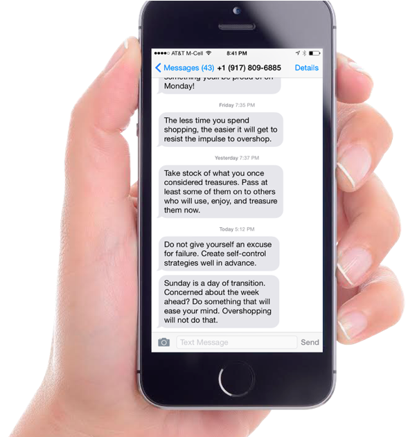 Stopping Overshopping Text Messaging Program Is Here - Person Holding Iphone Cartoon (1200x630), Png Download
