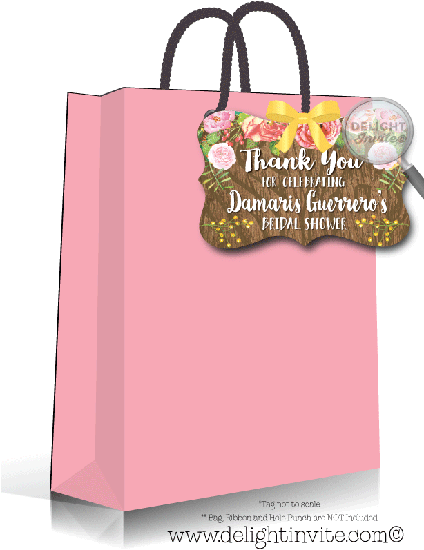 Rustic Floral Watercolor Bridal Shower Flourish Favor - Handbag (613x822), Png Download