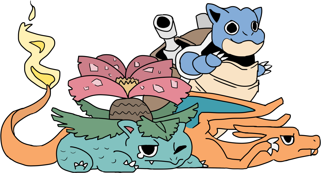 • Art Pokemon Venusaur Charmander Bulbasaur Squirtle - Bulbasaur Ivysaur Venusaur Charmander Charmeleon Charizard (1280x711), Png Download
