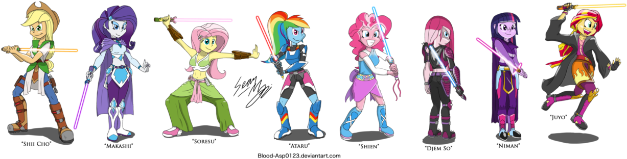 Applejack, Armpits, Artist - Mane 6 As Jedi (1280x323), Png Download