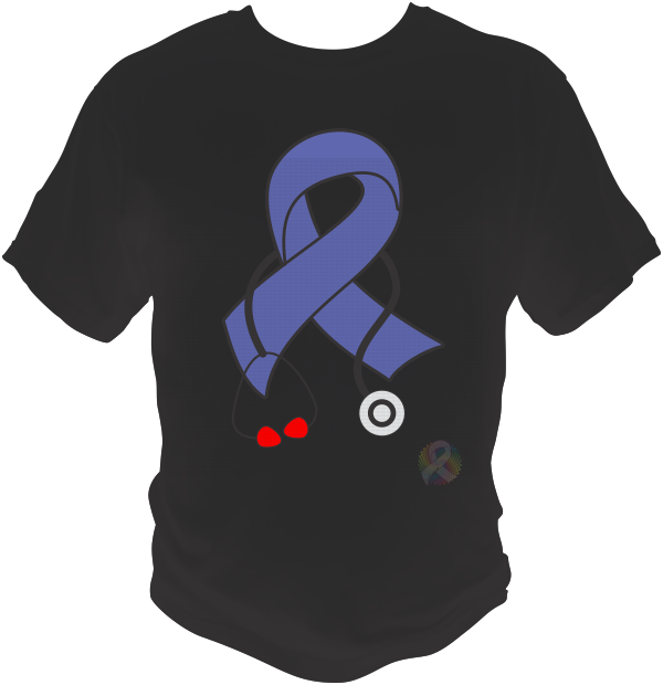 Awareness Ribbon With Stethoscope - M60 Machine Gun T Shirt (600x620), Png Download