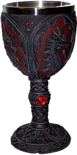 Bejeweled Royal Dragon Goblet Cup Stainless Lining - Antique (287x570), Png Download