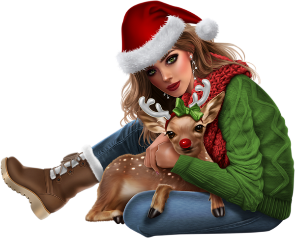 Tube Femme Noel Png (600x485), Png Download