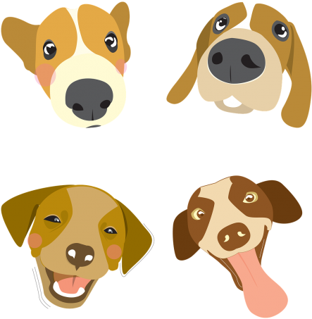 Dog,illustration,pet,big Head Dog,color,q Version,laugh - Dog Illustration Png (500x500), Png Download
